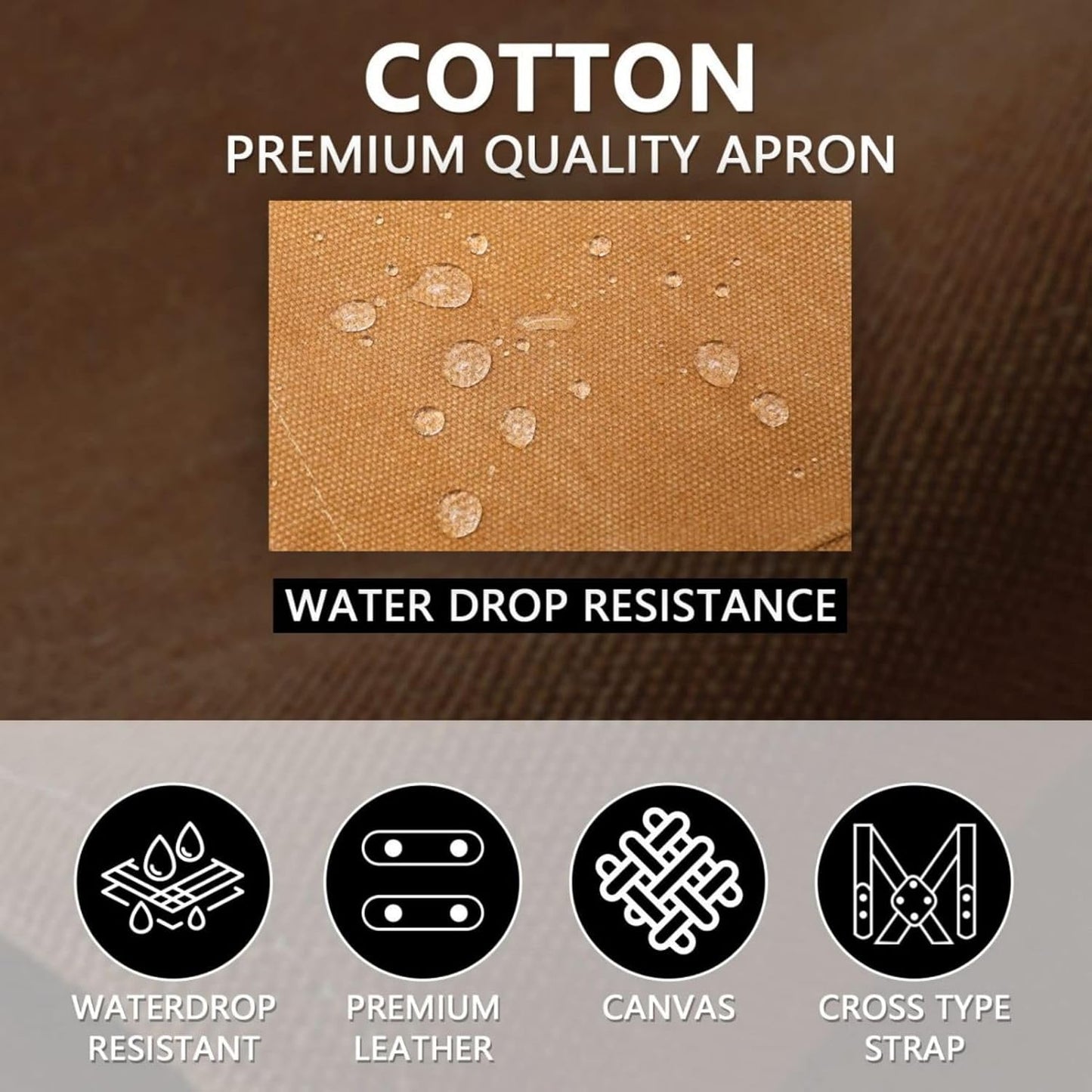 CONTAIL Chef Apron for Men Women,Canvas Aprons with Pockets-Cross Back Kitchen Apron for Cooking Grilling Baking BBQ Barber