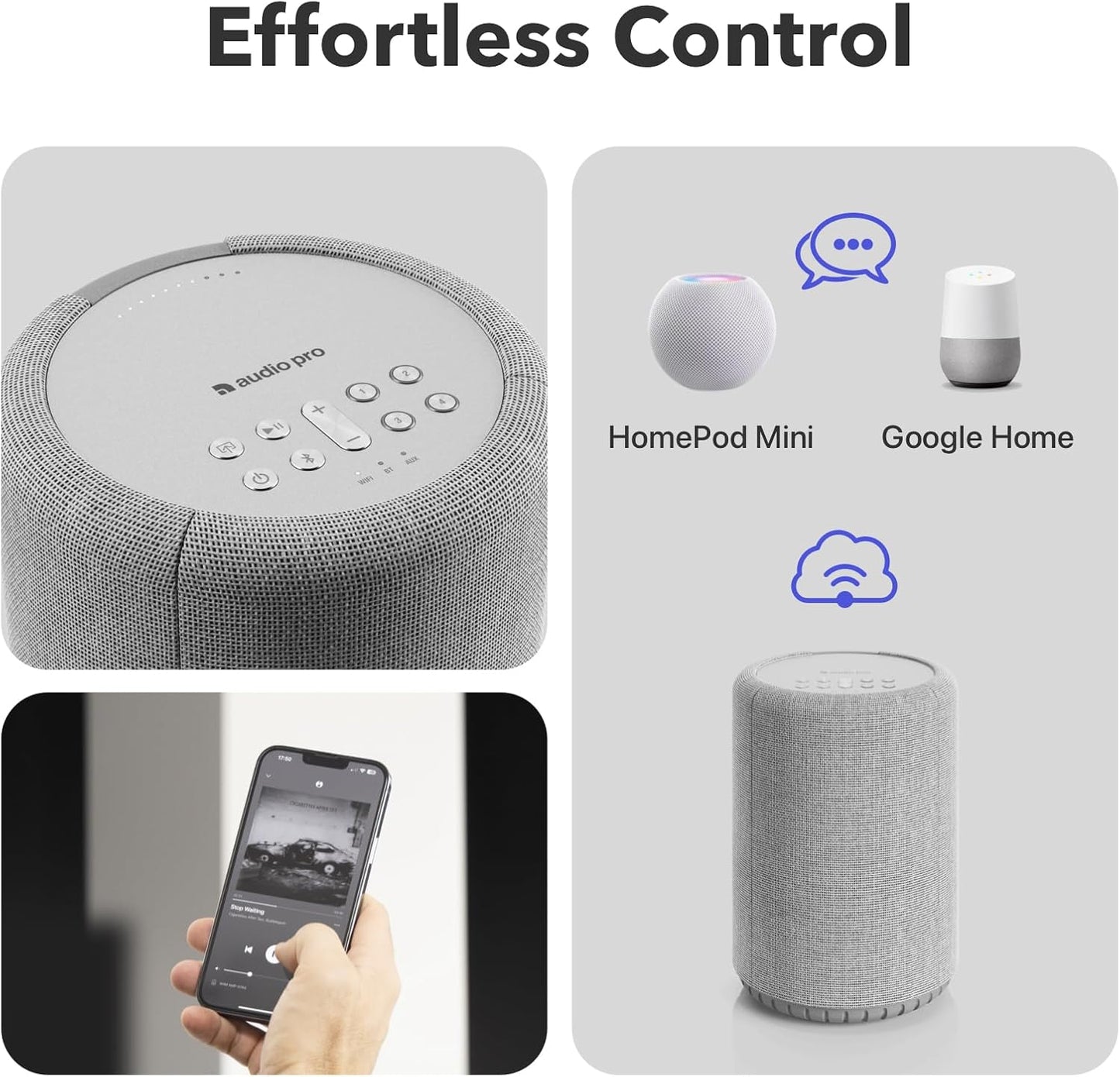 Audio Pro A10 MKII Wireless Multiroom Speaker, WiiM Edition | High Fidelity, Bluetooth, WiFi | Compatible with AirPlay 2, Google Cast, Siri, WiiM Home App, Stream Spotify, Tidal & More, Dark Gray