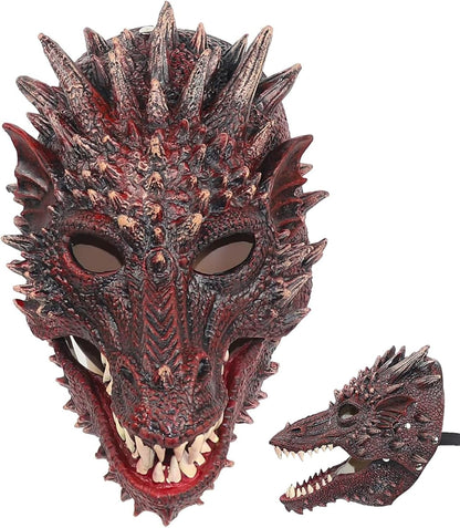Creativity Dragon Half Mask Novelty Halloween Carnival Head Mask Latex Red (RED)