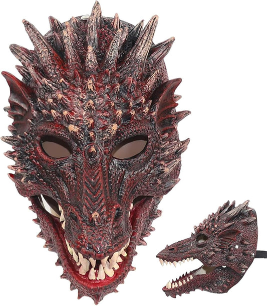 Creativity Dragon Half Mask Novelty Halloween Carnival Head Mask Latex Red (RED)