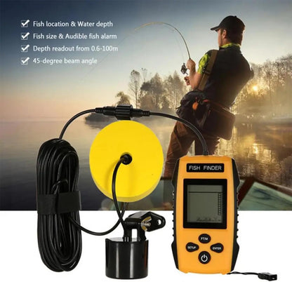 100M Sonar Fish Finders 45 Degrees Sonar Coverage Echo Sounder Alarm Transducer Underwater Fishing Detector for Lake Sea Fishing