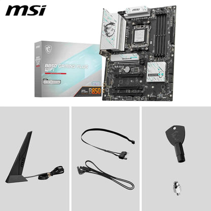 MSI B850 Gaming Plus WiFi Gaming Motherboard (AMD Ryzen 9000/8000/7000 Series Processors, AM5, DDR5, PCIe 4.0, M.2, SATA 6Gb/s, USB 3.2 Gen 2, HDMI/DP, Wi-Fi 6E, Bluetooth 5.3, 2.5Gbps LAN, ATX)