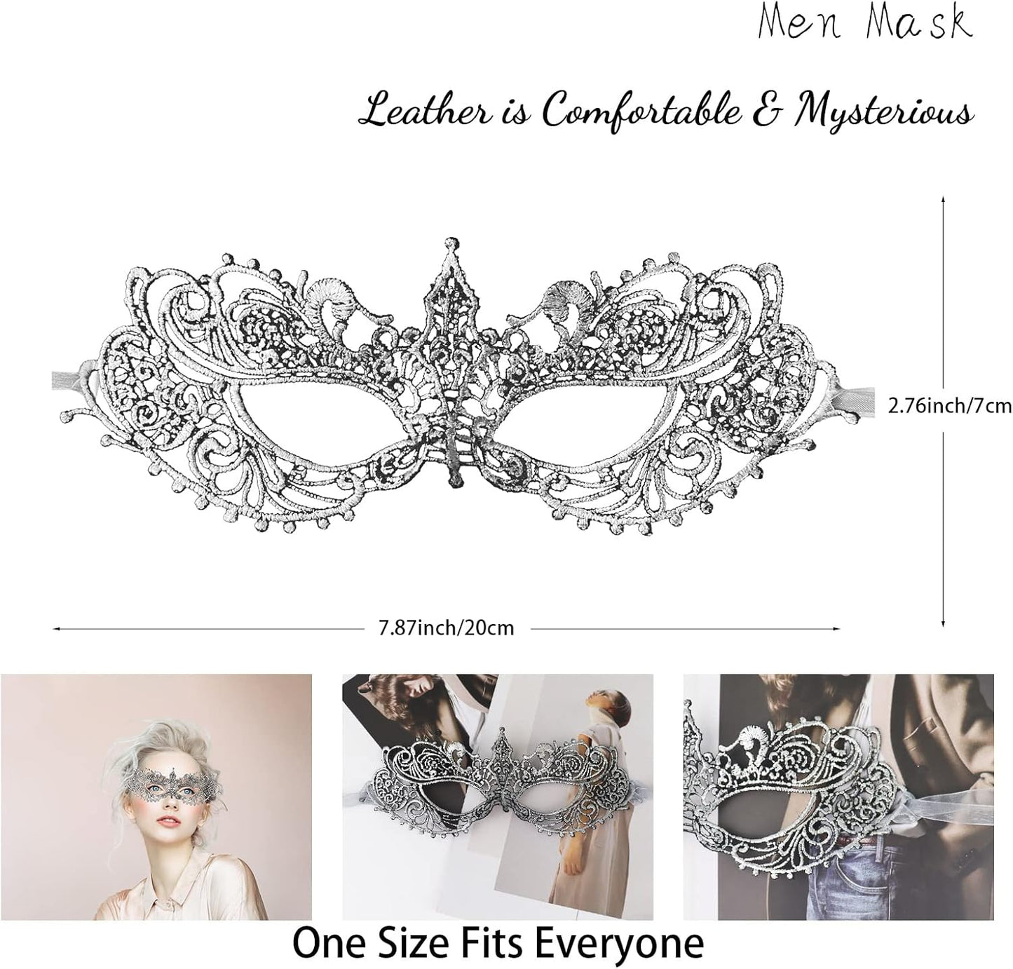 FunMular Couple Masquerade Mask Venetian Carnival Mardi Gras Costume Lace Masks For Women & Couples Halloween Party Decor