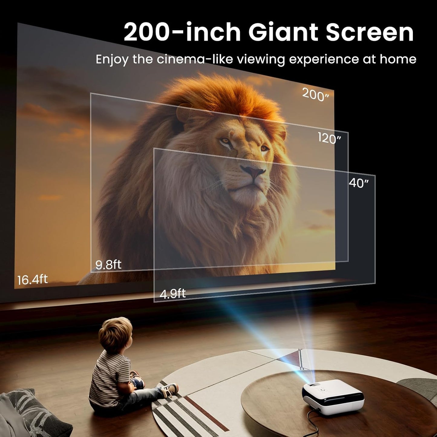 Official Licensed Google TV Smart Projector, HAPPRUN Projector 4k Support with Dolby Sound, Built-in Streaming Apps, Native 1080P, Wi-Fi & Bluetooth, Projecteur for Home Cinema,Gaming,Outdoor