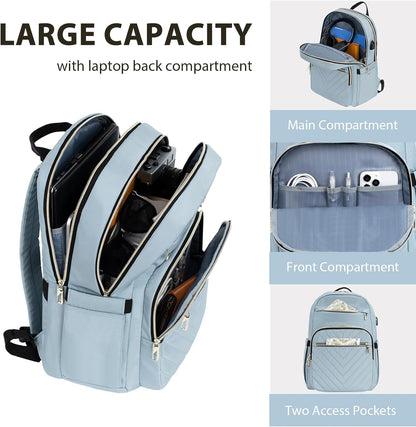 VANKEAN Laptop Backpack for Women Men Work Laptop Bag Fashion with USB Port, Daypacks for College, Business (Black, 15.6 Inch)