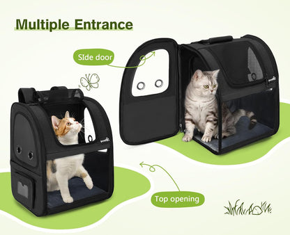 Pecute Pet Carrier Backpack, Dog Carrier Backpack Expandable with Breathable Mesh for Pets ＜6kg, Pet Backpack Carrier for Hiking Travel Camping Outdoor