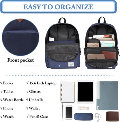VASCHY Lightweight School Backpack for Women with Sleeve for 14" Laptop