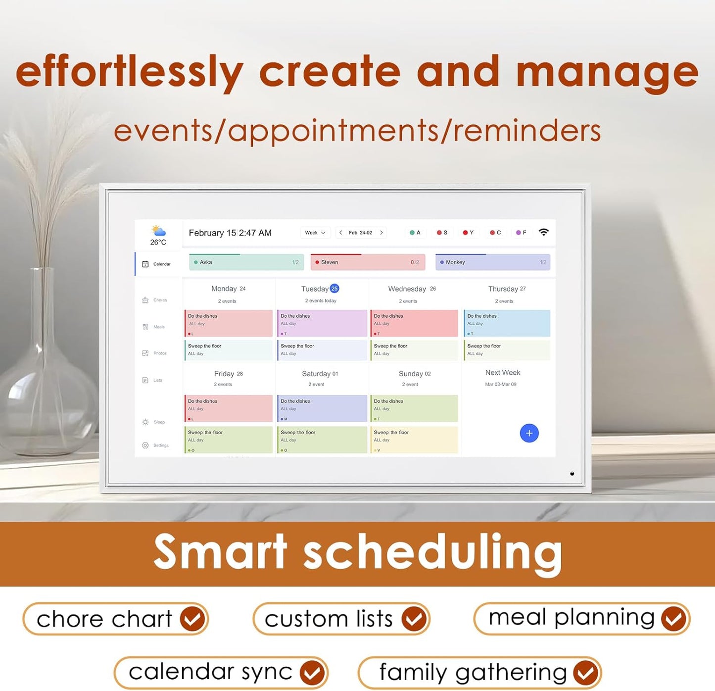 Purilite Select 15.6-Inch Digital Calendar