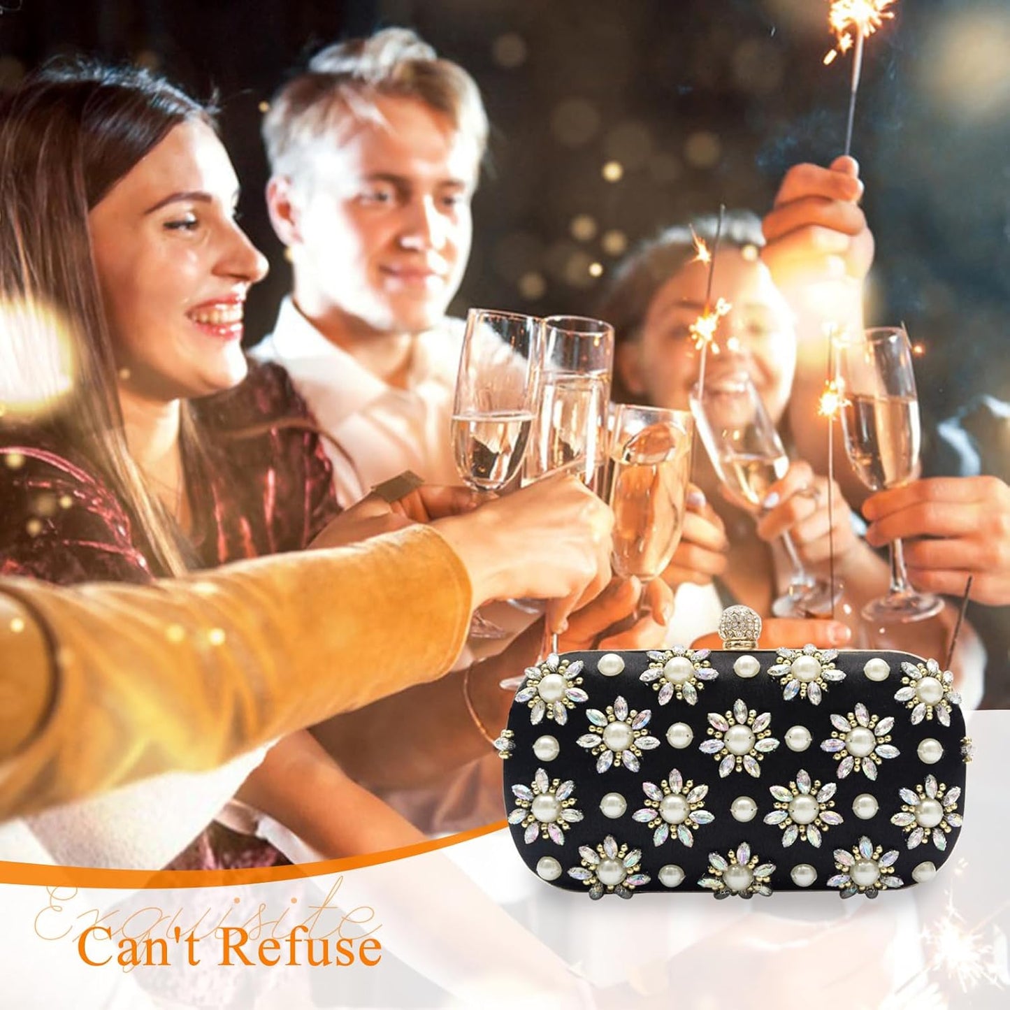 CORIOS Rhinestone Evening Bag for Women Beaded Clutch Bag Bridal Wedding Purse Glitter Shoulder Bag Luxury Crystal Handbag