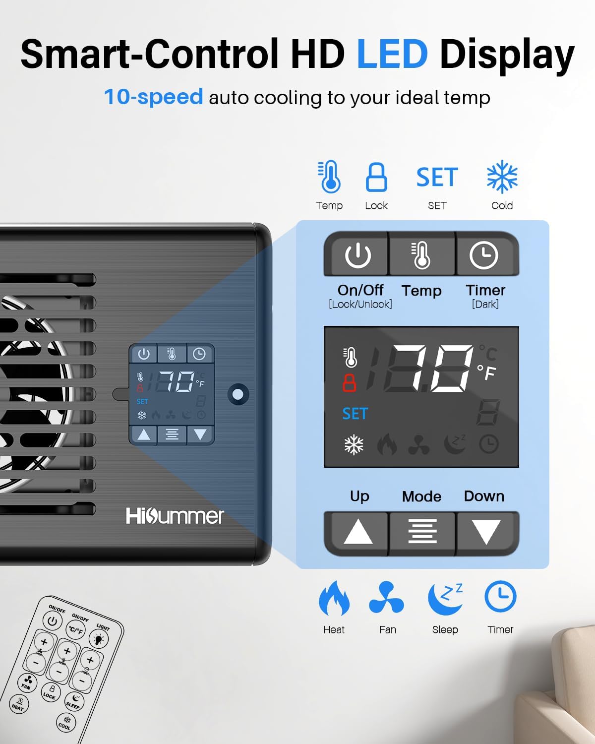 Register Booster Fan | 4 x 10 Floor Vent Fan with Temperature Sensor & Remote Control
