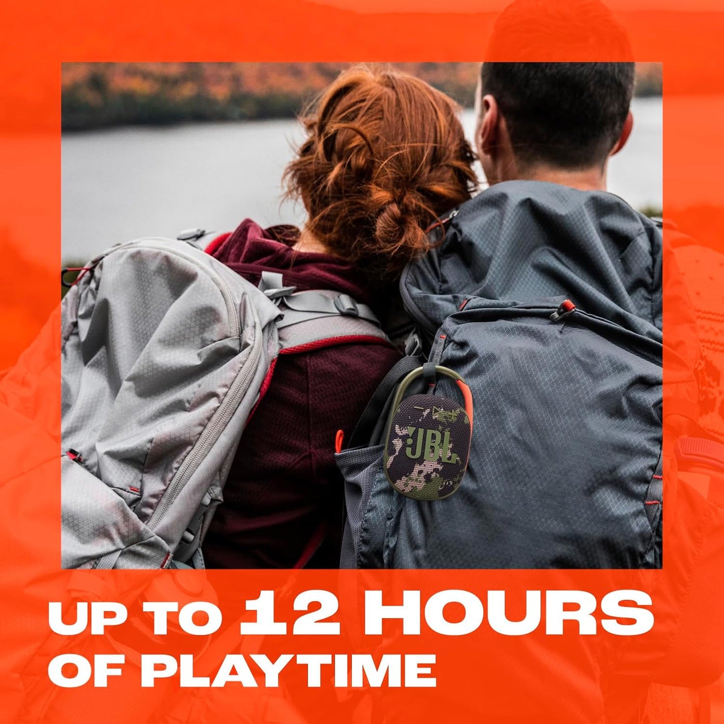 JBL Clip 5 - Ultra-Portable, Waterproof & Dustproof Bluetooth Speaker, Big Pro Sound with Punchy bass, Integrated Carabiner, Up to 12 Hours of Play, Recycled Materials (Black & Orange)