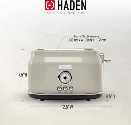 Haden Dorset 75083 Stainless Steel 1500W Retro Toaster 4 Slice Wide Slot w/Removable Crumb Tray and Settings, Black/Copper Toasters w/Adjustable Browning Control, Smart Toaster