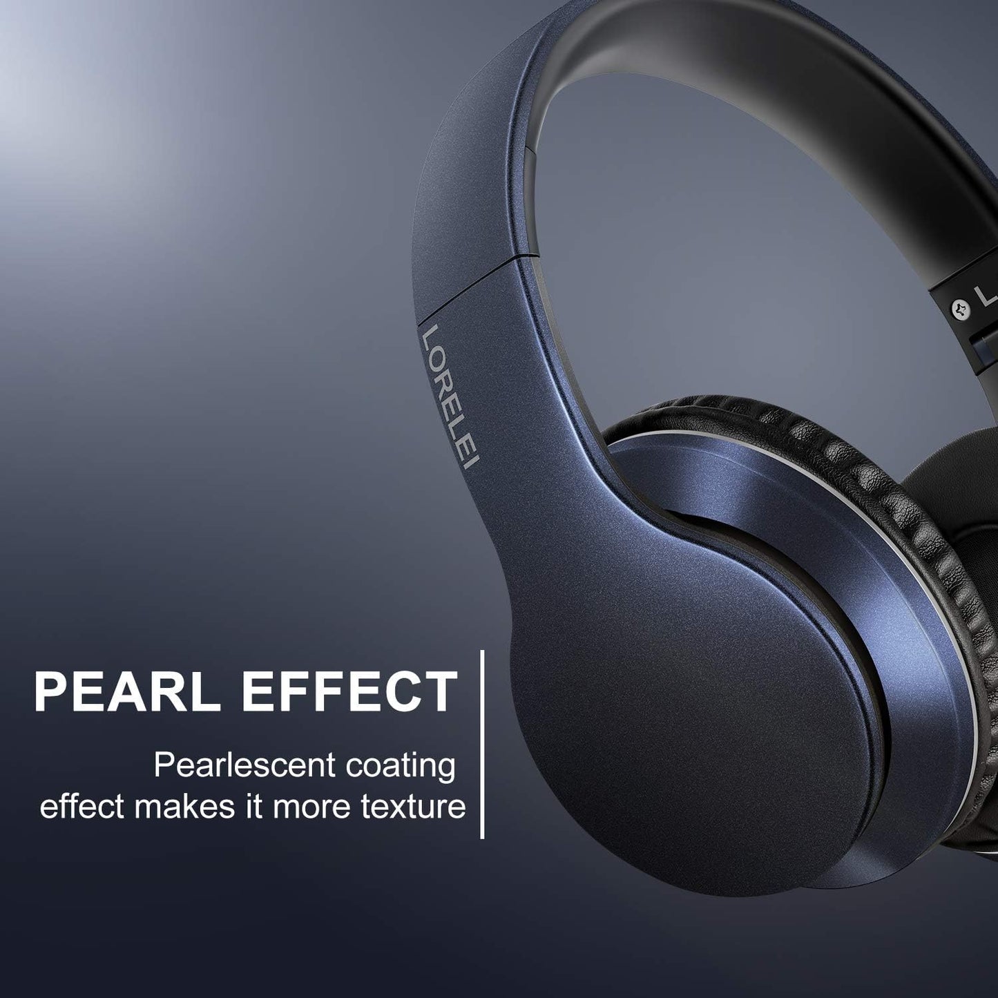 LORELEI X6 Over-Ear Wired Stereo Bass Headphones with Microphone, Lightweight, Foldable & Portable with 1.45M No-Tangle for Smartphone, Tablet, MP3/4, Space Black