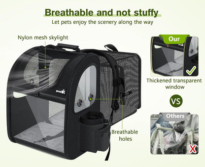 Pecute Pet Carrier Backpack, Dog Carrier Backpack Expandable with Breathable Mesh for Pets ＜6kg, Pet Backpack Carrier for Hiking Travel Camping Outdoor