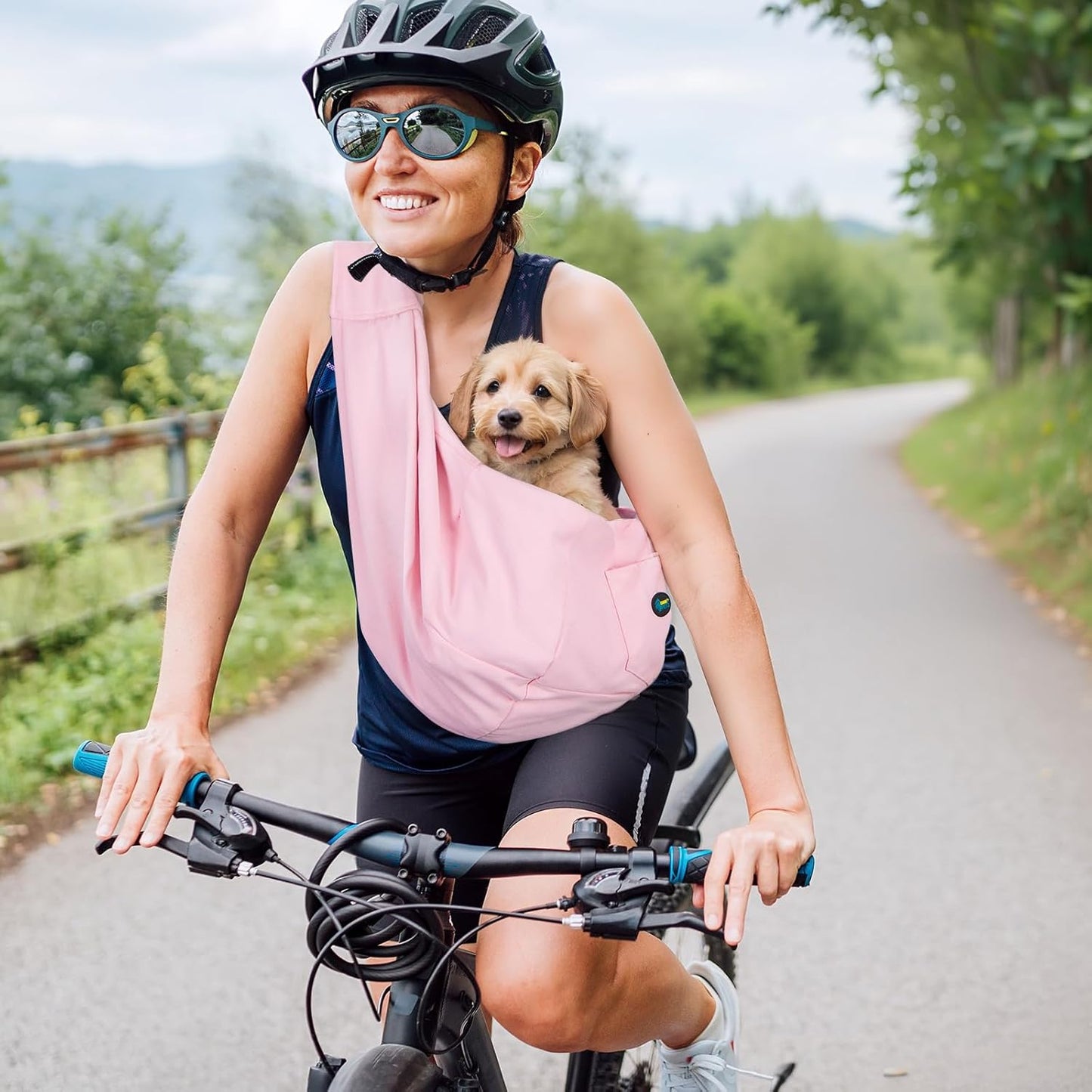 Ownpets Pet Sling Carrier Bag Safe, Fit Medium&Small Size Cats&Dogs, The Maximum Load 9~13lb Comfortable, Adjustable, Perfect for Daily Walk, Outdoor Activity and Weekend Adventure, Pink