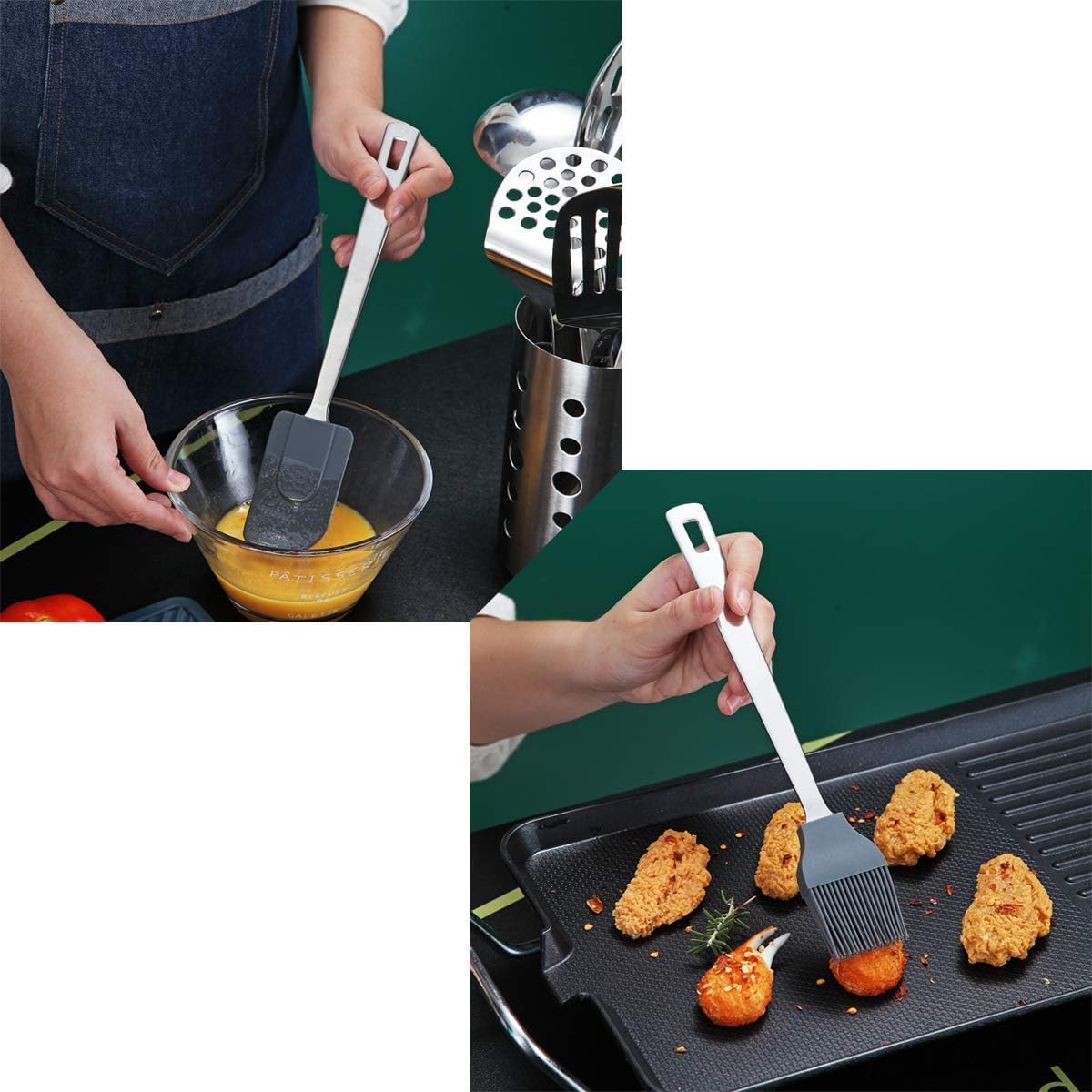 Stainless Steel Cooking Utensils Set, Berglander 13 Pieces Kitchen Utenisls Set, Kitchen Tools Set with Utensil Holder Non-Stick and Heat Resistant,Dishwasher Safe, Easy to Clean (13 Packs)