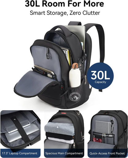 CROSSGEAR 30L Anti Theft Laptop Backpack with Lock 17.3" Travel Backpack