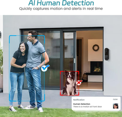 Occuwave 1080P Video Doorbell Camera Wireless, Cloud Storage, Live View, 2-Way Audio, Night Vision, Included Ring Chime, 2.4Ghz WiFi Only, Indoor Surveillance, Real-Time Alert (Silver)
