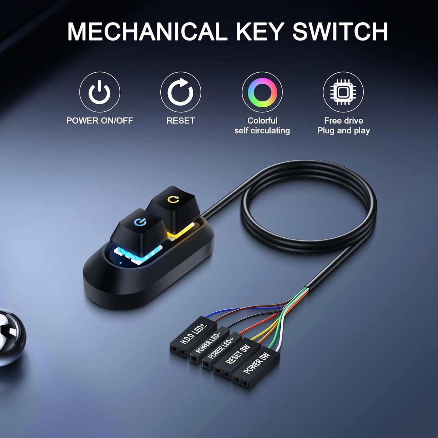 SinLoon External Power Button Desktop Power Switch PC Power Switch Multifunctional Power Button for Easy Start and Reset 2M