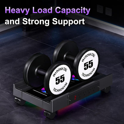 Computer Tower Stand with Charging Station, Cooler Fan and Light, Adjustable PC Stand for Floor, Mobile CPU Stand with 4 Caster Wheels, Under Desk CPU Holder Fits Most PC Tower