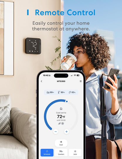 meross Smart Thermostat for Home, WiFi Thermostat Works with Matter, Alexa, Apple Home, Google Assistant, App Voice Control, 7x24h Scheduling, Energy Saving, C-Wire Required