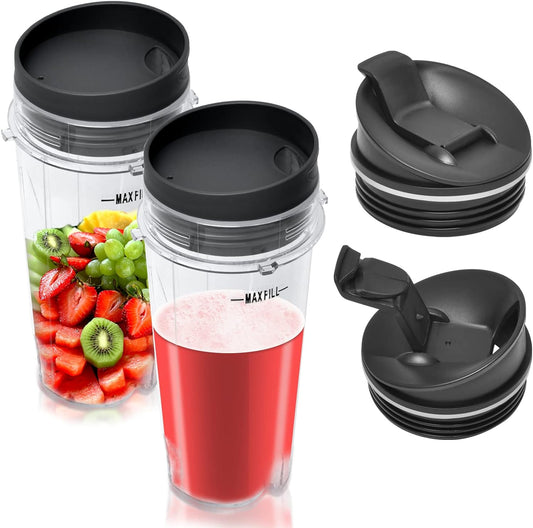 16oz Blender Cup Compatible with Ninja Blender BL660 BL740 BL770 BL780 BL810 QB3000, Single Serve Cup with Sip & Seal Lids for Nutri Ninja Replacement Parts