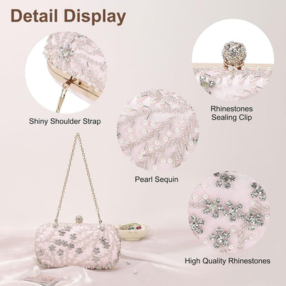 DTGN Evening Bags Clutch Purses for Women Formal, Bridal Purses Rhinestone Handbags Shoulder Bag with Chain Sparkly