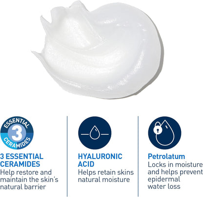 CeraVe Healing Ointment, Moisturizing Petrolatum Skin Protectant for Dry Skin with Hyaluronic Acid and Ceramides, Multi-Purpose Face, Body & Lip Balm, Lanolin-Free & Fragrance-Free, 340g