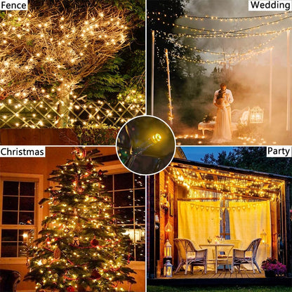 TIANG Solar String Lights, 4 Pack Total 400 LED Solar Outdoor Lights Waterproof, 8 Modes Solar Mini Lights for Garden, Yard, Party, Xmas, Holiday Decor, Warm White