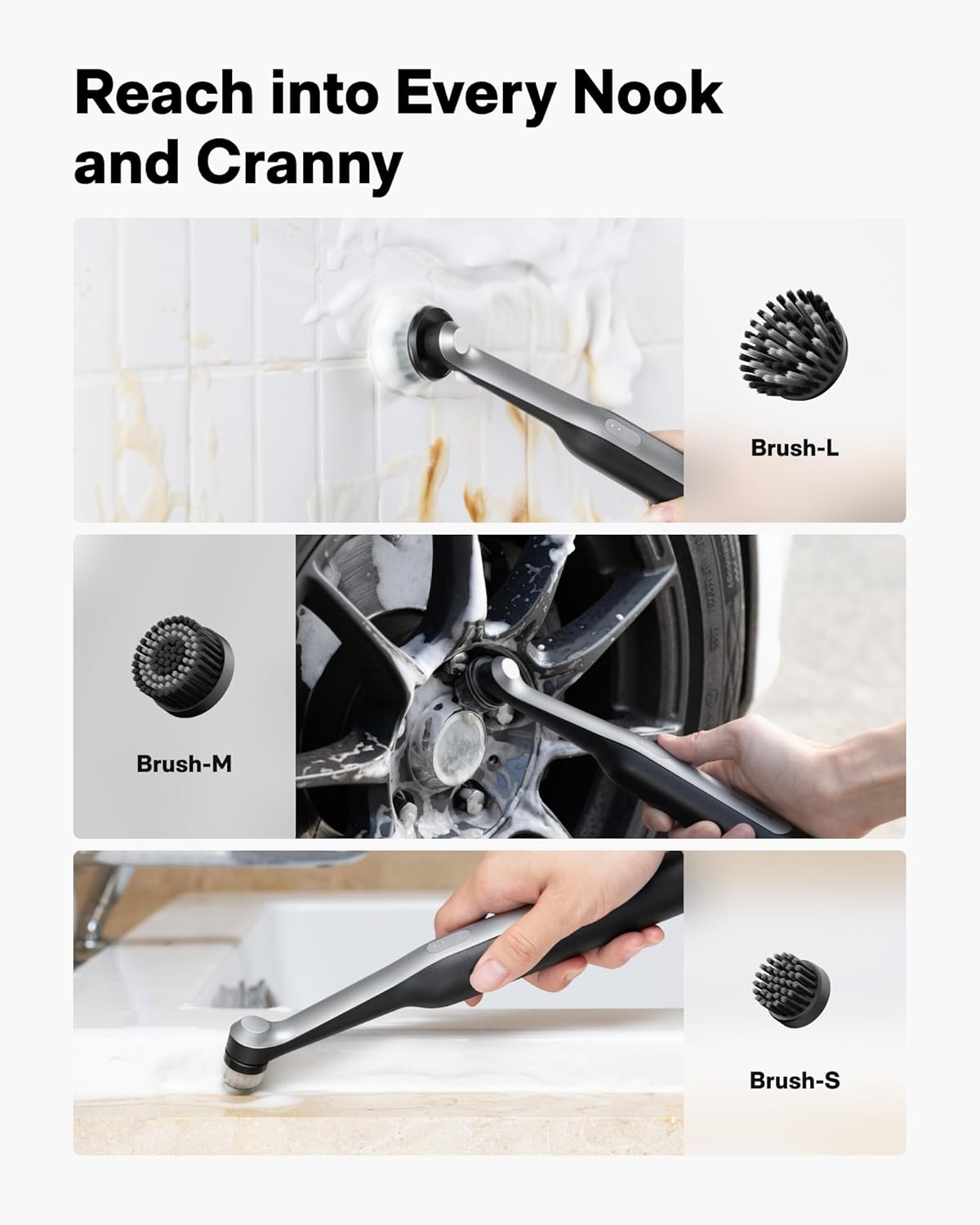 Electric Spin Scrubber for Tile and Grout | Rechargeable Waterproof Cleaning Brush | Bathroom and Kitchen Grout Cleaner | Rotating Power Scrub Brush | 12 Replaceable Heads for Corners and Crevices - PuriLite