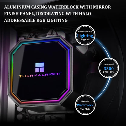 Thermalright Frozen Prism 360 Black AIO Water Cooler,Liquid CPU Cooler, 3×120mm PWM Fans Water Cooling System,1850RPM High Speed,Compatible with AMD/AM4/AM5&Intel LGA1151/1200/2066/1700