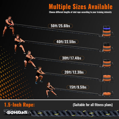 Weight Sled Rope Workout Sled Pulling Rope Sled Push Gym Equipment Rope for Weight Sleds for Training, Tire Pulling Workout Fitness Resistance, Football Exercise Equipment for Men & Women