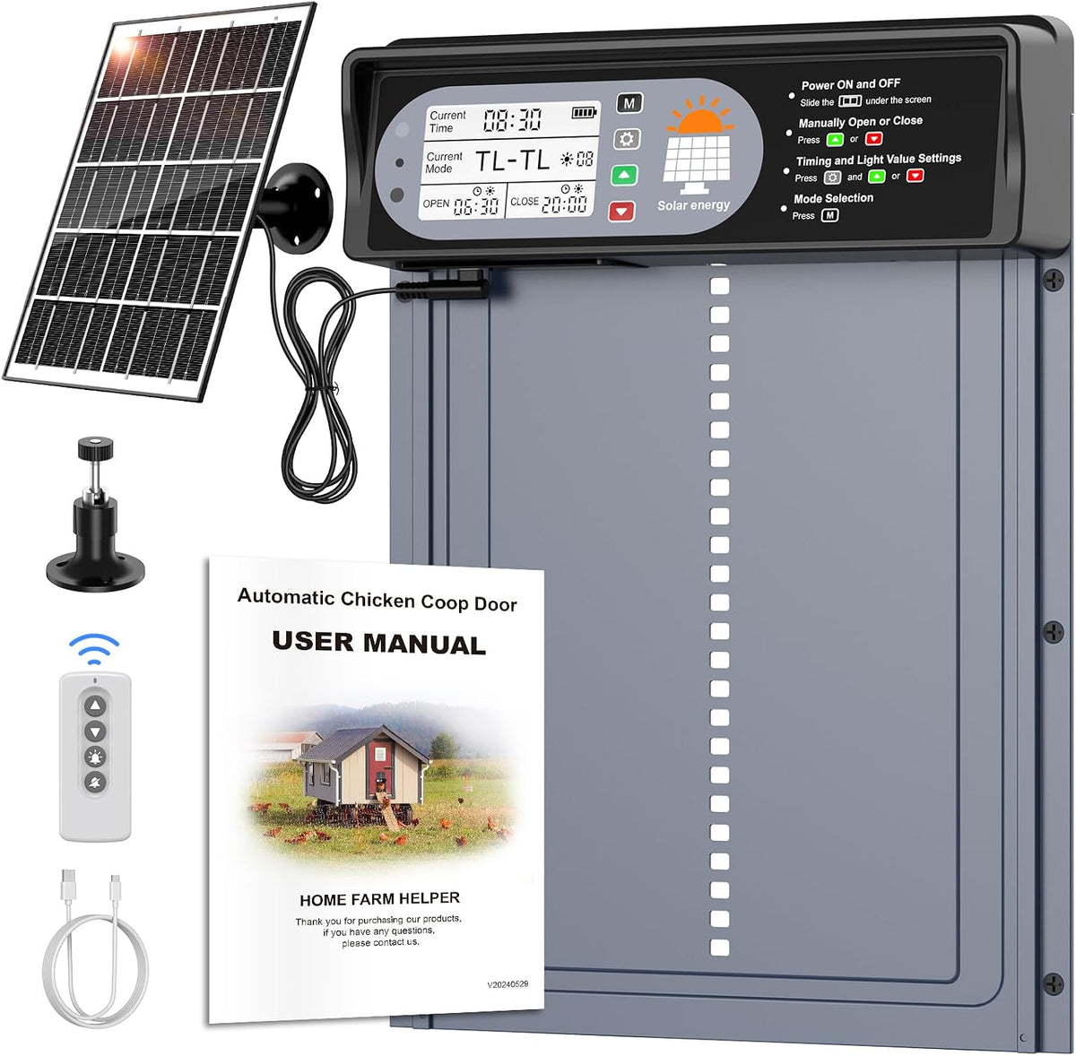 Large Automatic Chicken Coop Door Solar Powered