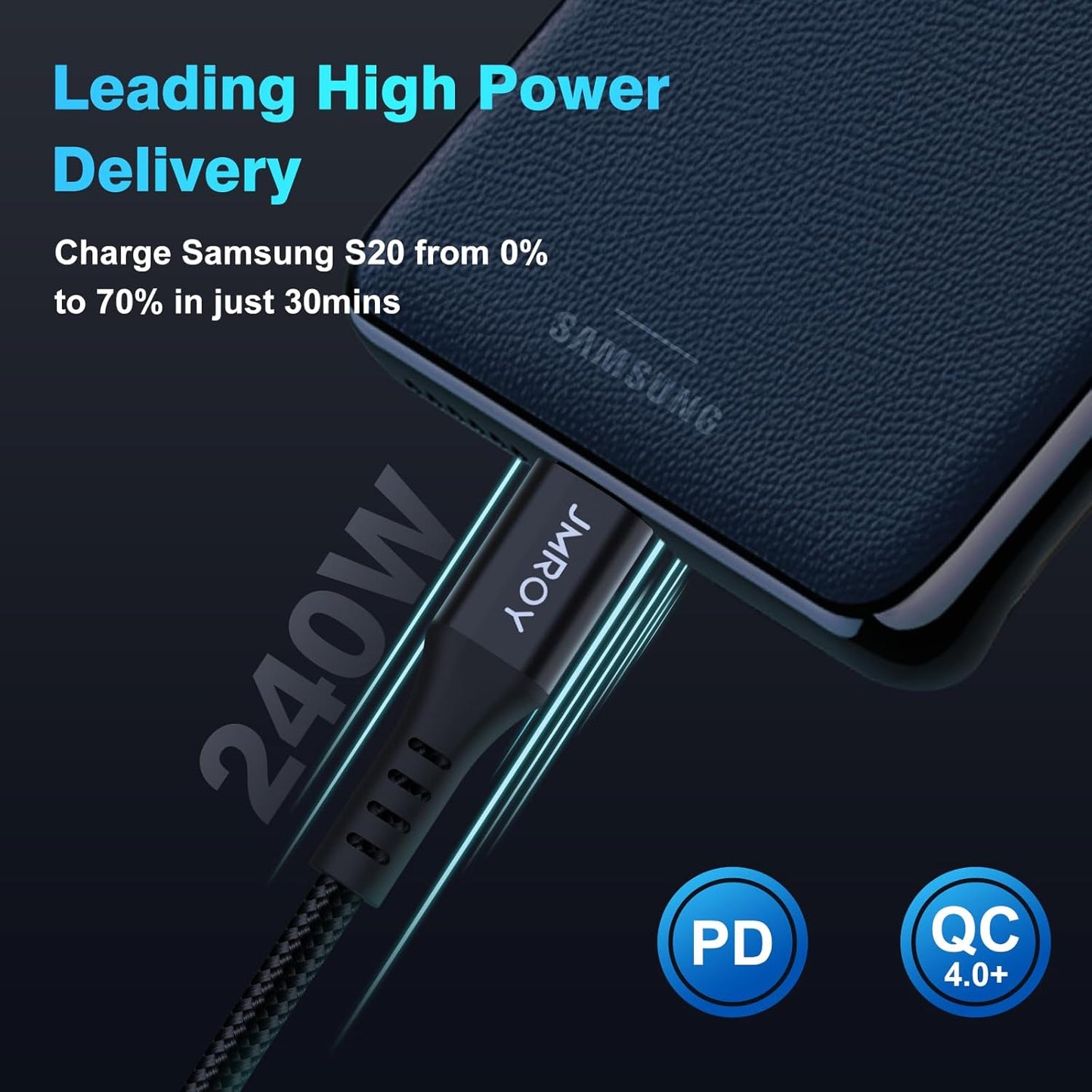 USB C to USB C Charger Cable 240W [2Pack 6FT] Type C Cable Fast Charge for MacBook, iPhone 15/Pro/Plus/Max, MacBook Pro/Air, Samsung Galaxy S23, Google Pixel