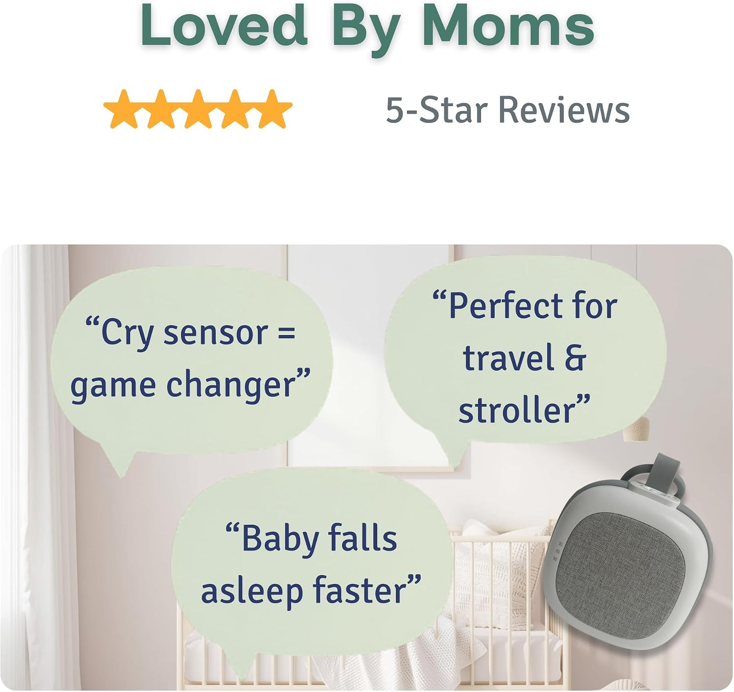 Dream Nest Baby White Noise Machine with Cry Sensor & Night Light – 32 Soothing Sounds, Portable USB‑C Rechargeable Sound Machine for Newborns, Infants & Toddlers