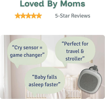 Dream Nest Baby White Noise Machine with Cry Sensor & Night Light – 32 Soothing Sounds, Portable USB‑C Rechargeable Sound Machine for Newborns, Infants & Toddlers