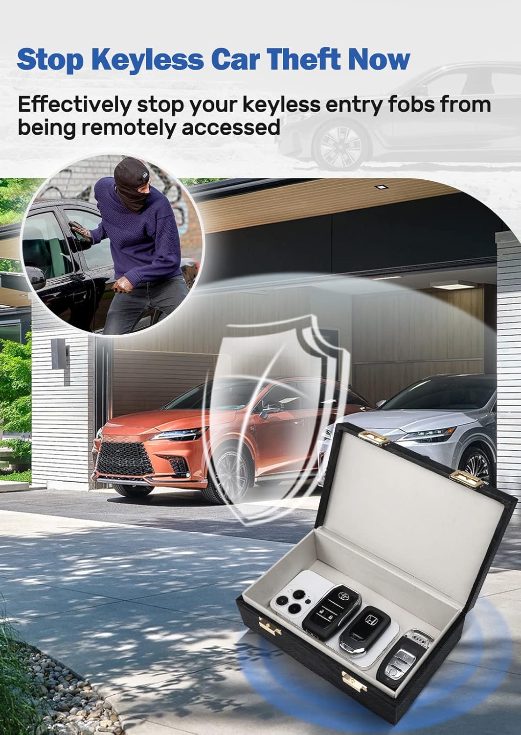 Samfolk Faraday Box with Faraday Pouchs, Faraday Box for Car Keys,RFID Key Fob Protector Anti-Theft Key Fob Box, Anti-Theft Cages for Car Keys, Phone and Credit Card