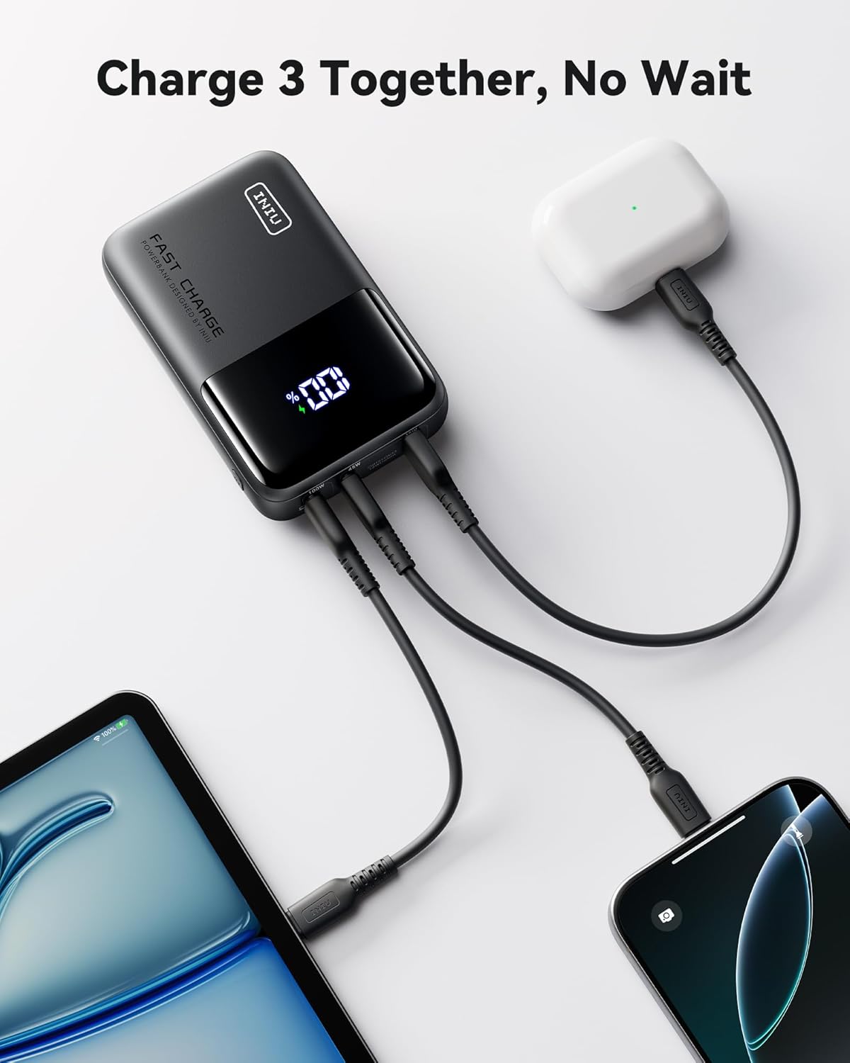 INIU Power Bank, 25000mAh 100W High Capacity Laptop & Phone Small Portable Charger, Fast Charging Flight Cruise Ship Family Trip Accessories Battery Pack for College Student Travelers Boys Girls, Blue