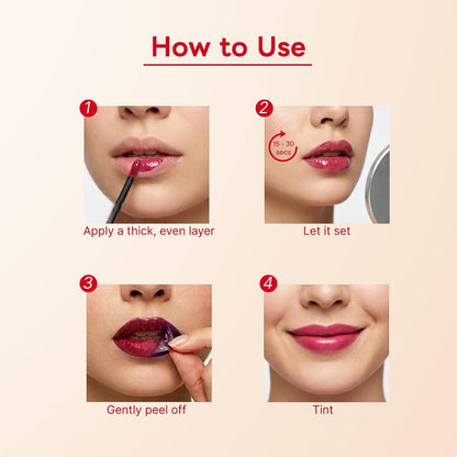 Long-Lasting Lip Stain Set with Peel Off Lip Stain#01 Pink