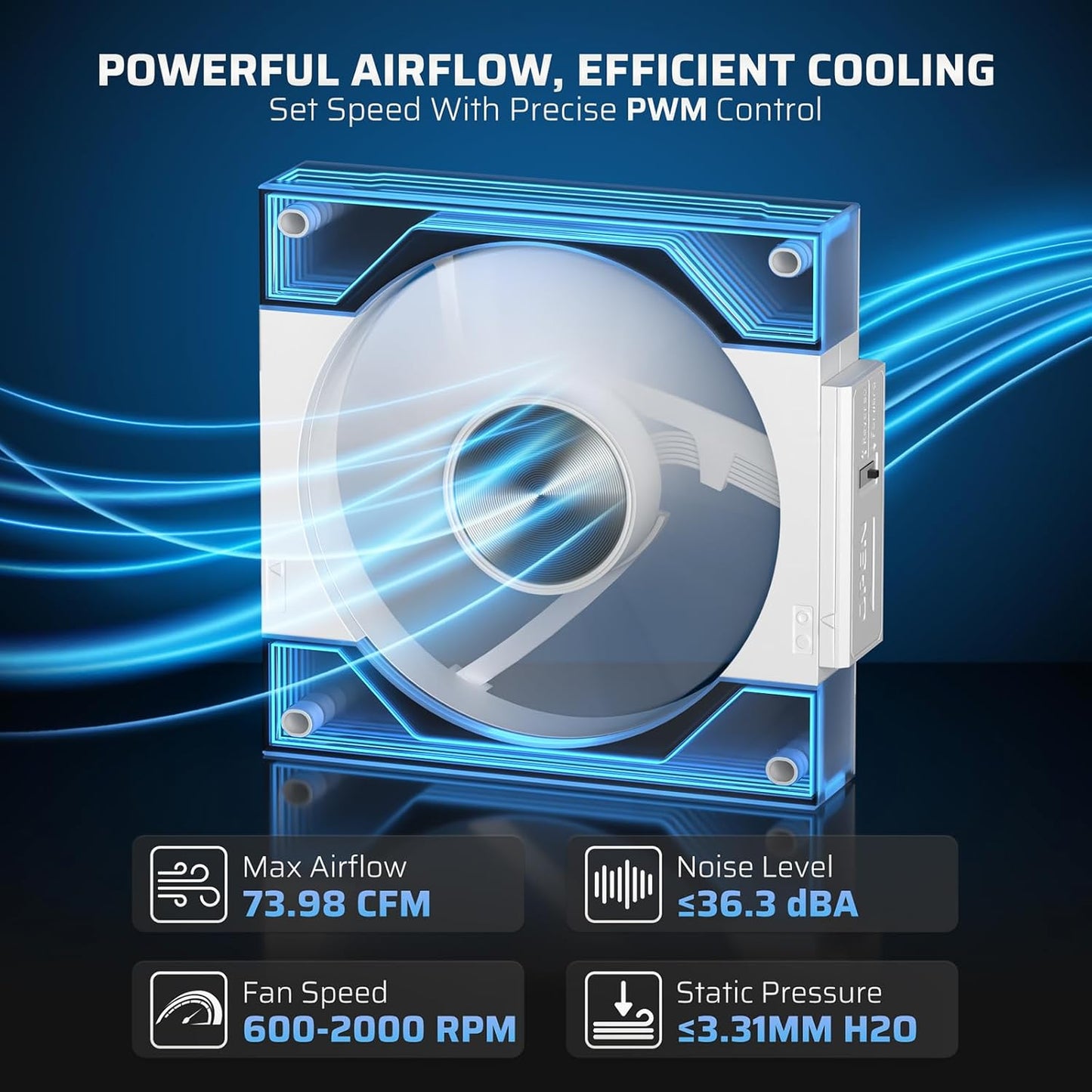 LTC CF-123D 120mm PC Case Fan, Daisy-Chain Connection, Infinity Mirror ARGB Lighting, Reversible Airflow 2000RPM Max, HDB Bearing PWM Computer Case Cooling Fan, Motherboard SYNC, 3 Pack, Black