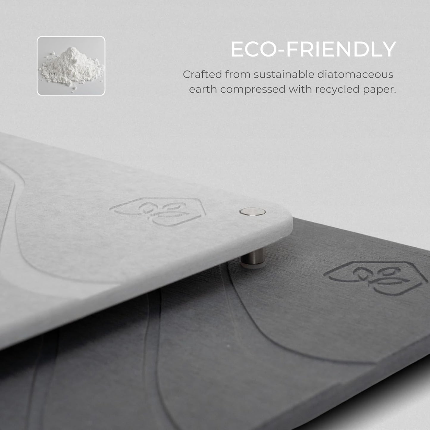 Natureva Home - Stone Dish Drying Mat | Super Absorbent, Quick Dry | Diatomite Mats for Kitchen Counter | Made of Natural Diatomaceous Earth | Absorbing Water Instantly | Design Tide | Colour Graphite