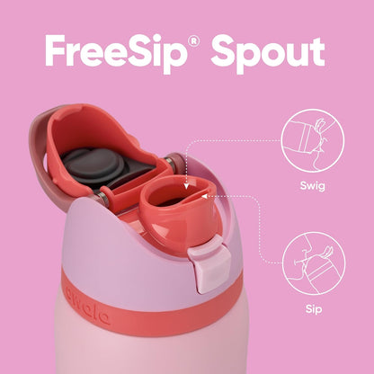 Owala Kids FreeSip Insulated Stainless Steel Water Bottle with Straw, BPA-Free Sports Water Bottle, Great for Travel, 16 oz, Celestial Sphere
