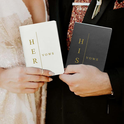 WeddingGiftsWedding Vow Books His and Hers Soft Touch Gold Foil Engraving Vow Books Wedding Essentials Wedding Accessories(TR-HH-Black)