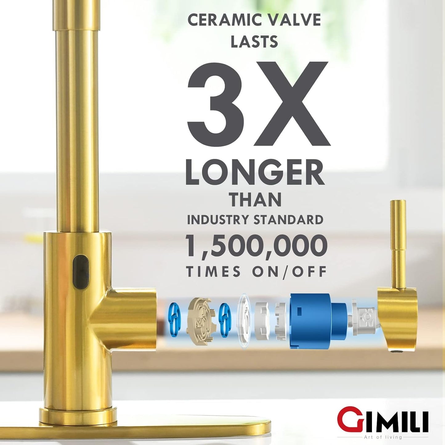 GIMILI Matte Black Kitchen Faucet with LED Light,Single Hole Spring Kitchen Sink Faucet with Pull Down Sprayer