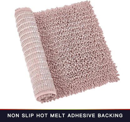 Walensee Bathroom Rug Non Slip Bath Mat (24x17 Inch Blush) Water Absorbent Super Soft Shaggy Chenille Machine Washable Dry Extra Thick Perfect Absorbant Best Small Plush Carpet for Shower Floor