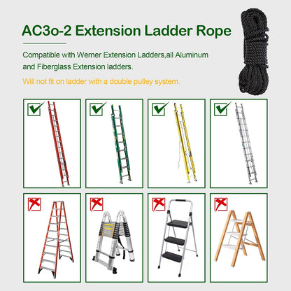 Extension Ladder Rope Replacement Werner Extension Ladder AC30-2 | for All Extension Ladders with Single Pulley 40FT Ladder Rope (1 Pack)