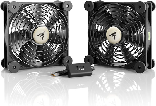 AC Infinity MULTIFAN S7, Quiet Dual 120mm USB Fan, UL-Certified for Receiver DVR PlayStation Xbox Computer Cabinet Cooling
