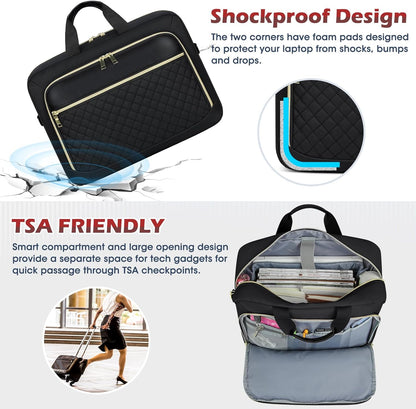 Laptop Bag 17 Inch Laptop Briefcase for Women Waterproof Computer Messenger Bag Professional Laptop Case for Business Work - PuriLite