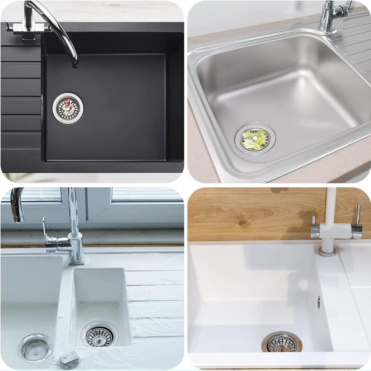 [2 Pack] IUYPKQ Kitchen Sink Strainer - Sink Drain Stopper - Kitchen Sink Plug with Anti-Clogging Basket - Bouchon Evier Cuisine