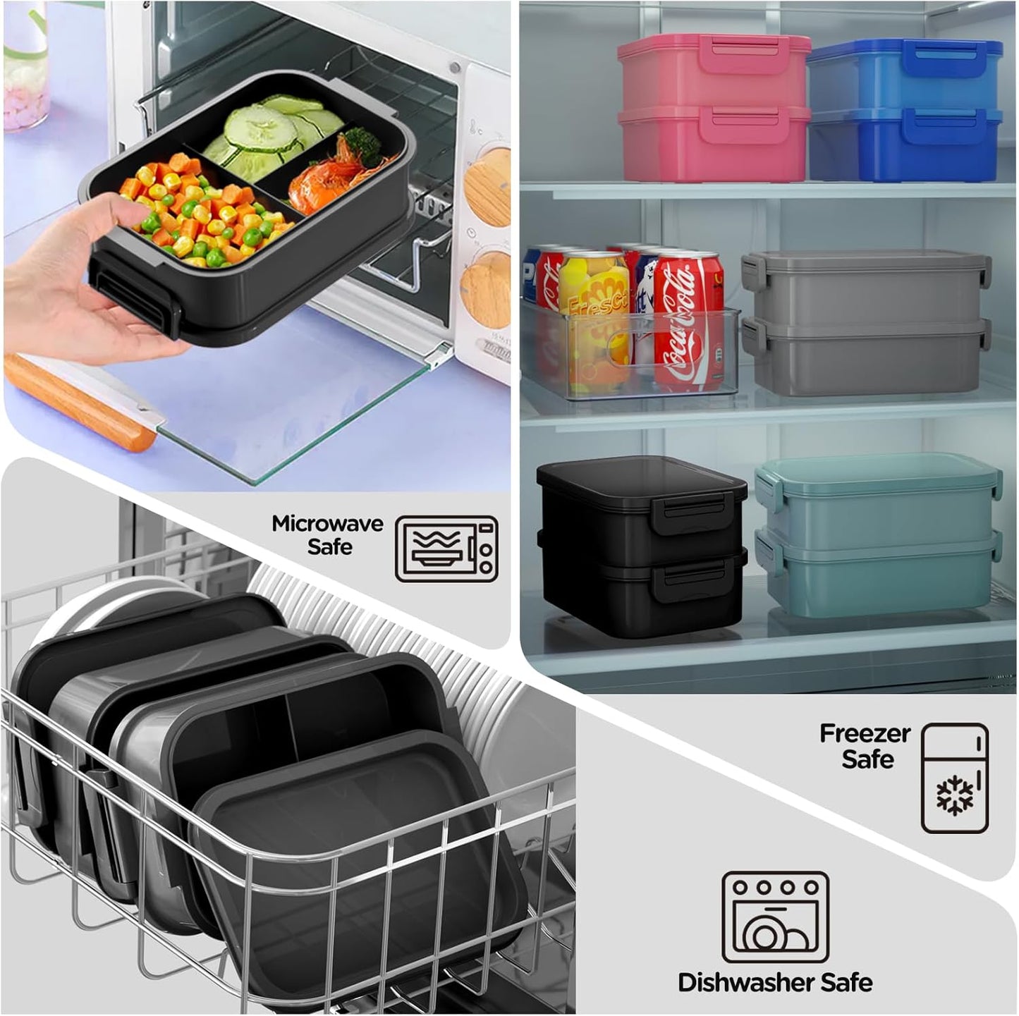 JSCARES Lunch Box Adults Bento Box - All-in-One Stackable 74 OZ Lunch Box Containers for Adult Large Bento Box with Fork Spoon Sauce Boxes, Leakproof Lunchbox for Work School Dining Out (Green)